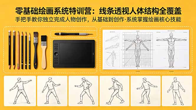 （18615期）零基础绘画系统特训营：线条透视人体结构全覆盖，手把手教你独立完成人物创作瀚萌资源网-网赚网-网赚项目网-虚拟资源网-国学资源网-易学资源网-本站有全网最新网赚项目-易学课程资源-中医课程资源的在线下载网站！瀚萌资源网