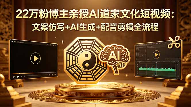 （18580期）22万粉博主亲授AI道家文化短视频：文案仿写+AI生成+配音剪辑全流程瀚萌资源网-网赚网-网赚项目网-虚拟资源网-国学资源网-易学资源网-本站有全网最新网赚项目-易学课程资源-中医课程资源的在线下载网站！瀚萌资源网