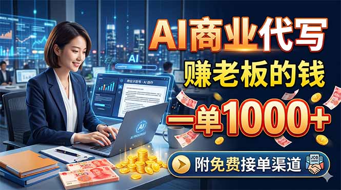 （18444期）AI商业代写，赚老板的钱，一单1000+，附免费接单渠道瀚萌资源网-网赚网-网赚项目网-虚拟资源网-国学资源网-易学资源网-本站有全网最新网赚项目-易学课程资源-中医课程资源的在线下载网站！瀚萌资源网