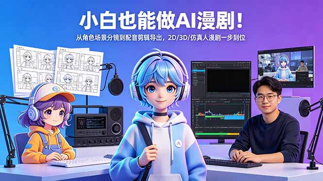 （18343期）小白也能做AI漫剧！从角色场景分镜到配音剪辑导出，2D/3D/仿真人漫剧一步到位瀚萌资源网-网赚网-网赚项目网-虚拟资源网-国学资源网-易学资源网-本站有全网最新网赚项目-易学课程资源-中医课程资源的在线下载网站！瀚萌资源网