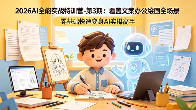 （18572期）2026AI全能实战特训营-第3期：覆盖文案办公绘画全场景 零基础快速变身AI实操高手瀚萌资源网-网赚网-网赚项目网-虚拟资源网-国学资源网-易学资源网-本站有全网最新网赚项目-易学课程资源-中医课程资源的在线下载网站！瀚萌资源网