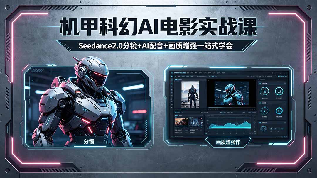 （18298期）机甲科幻 AI 电影实战课，Seedance2.0 分镜 + AI 配音 + 画质增强一站式学会瀚萌资源网-网赚网-网赚项目网-虚拟资源网-国学资源网-易学资源网-本站有全网最新网赚项目-易学课程资源-中医课程资源的在线下载网站！瀚萌资源网