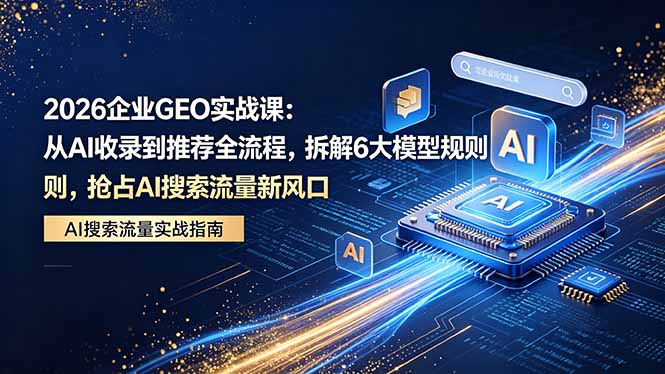 （18368期）2026 企业GEO实战课：从AI收录到推荐全流程，拆解6大模型规则，抢占 AI 搜索流量新风口瀚萌资源网-网赚网-网赚项目网-虚拟资源网-国学资源网-易学资源网-本站有全网最新网赚项目-易学课程资源-中医课程资源的在线下载网站！瀚萌资源网
