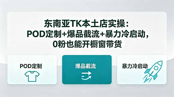 （18381期）东南亚TK本土店实操：POD定制+爆品截流+暴力冷启动，0粉也能开橱窗带货瀚萌资源网-网赚网-网赚项目网-虚拟资源网-国学资源网-易学资源网-本站有全网最新网赚项目-易学课程资源-中医课程资源的在线下载网站！瀚萌资源网