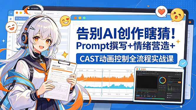 （18473期）告别AI创作瞎猜！Prompt撰写+情绪营造+CAST动画控制全流程实战课瀚萌资源网-网赚网-网赚项目网-虚拟资源网-国学资源网-易学资源网-本站有全网最新网赚项目-易学课程资源-中医课程资源的在线下载网站！瀚萌资源网