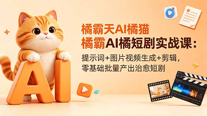 （18542期）橘霸天AI橘猫短剧实战课：提示词+图片视频生成+剪辑，零基础批量产出治愈短剧瀚萌资源网-网赚网-网赚项目网-虚拟资源网-国学资源网-易学资源网-本站有全网最新网赚项目-易学课程资源-中医课程资源的在线下载网站！瀚萌资源网