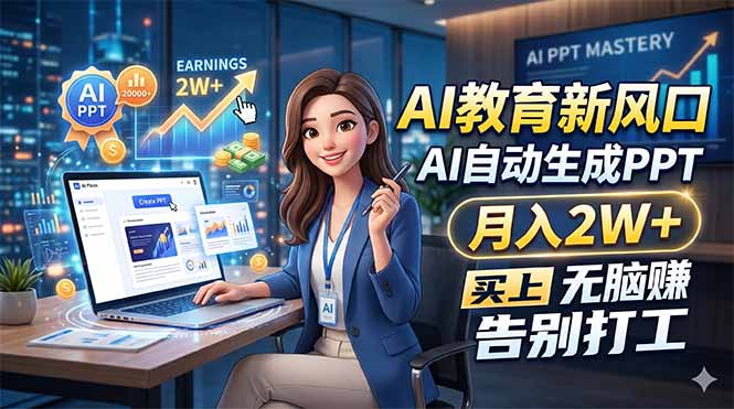 （18330期）AI教育新风口，AI自动生成PPT，月入2W+，无脑赚，告别打工瀚萌资源网-网赚网-网赚项目网-虚拟资源网-国学资源网-易学资源网-本站有全网最新网赚项目-易学课程资源-中医课程资源的在线下载网站！瀚萌资源网