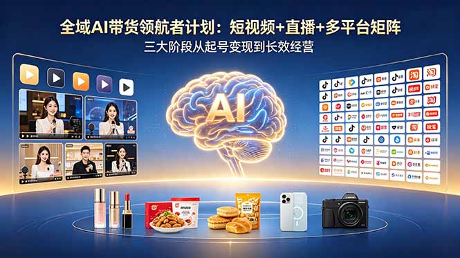 （18593期）全域AI带货领航者计划：短视频+直播+多平台矩阵，三大阶段从起号变现到长效经营瀚萌资源网-网赚网-网赚项目网-虚拟资源网-国学资源网-易学资源网-本站有全网最新网赚项目-易学课程资源-中医课程资源的在线下载网站！瀚萌资源网