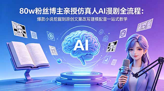 （18581期）80w粉丝博主亲授仿真人AI漫剧全流程：爆款小说挖掘到原创文案改写建模配音一站式教学瀚萌资源网-网赚网-网赚项目网-虚拟资源网-国学资源网-易学资源网-本站有全网最新网赚项目-易学课程资源-中医课程资源的在线下载网站！瀚萌资源网