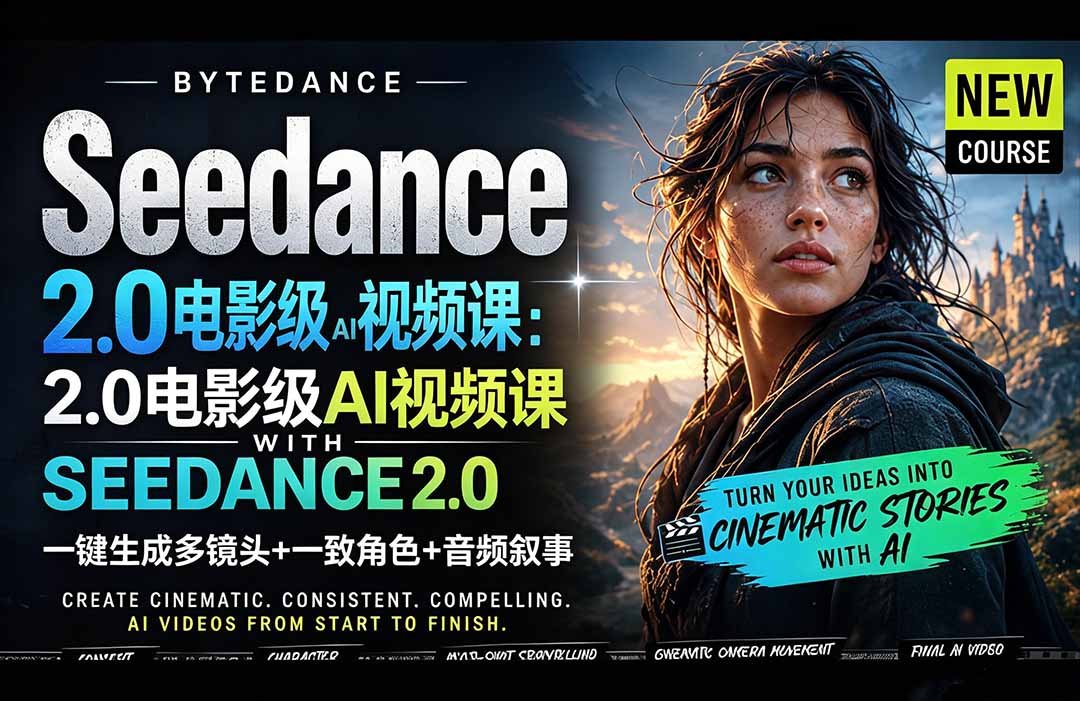 （18415期）Seedance 2.0电影级AI视频课：一键生成多镜头+一致角色+音频叙事瀚萌资源网-网赚网-网赚项目网-虚拟资源网-国学资源网-易学资源网-本站有全网最新网赚项目-易学课程资源-中医课程资源的在线下载网站！瀚萌资源网