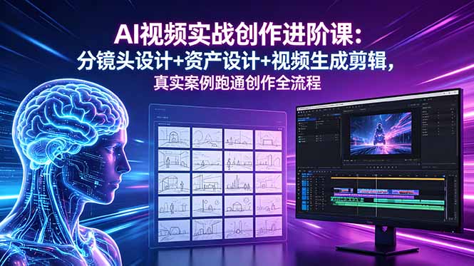 （18596期）AI视频实战创作进阶课：分镜头设计+资产设计+视频生成剪辑，真实案例跑通创作全流程瀚萌资源网-网赚网-网赚项目网-虚拟资源网-国学资源网-易学资源网-本站有全网最新网赚项目-易学课程资源-中医课程资源的在线下载网站！瀚萌资源网