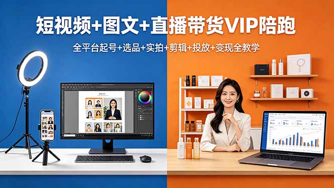 （18319期）短视频+图文+直播带货VIP陪跑，全平台起号+选品+实拍+剪辑+投放+变现全教学瀚萌资源网-网赚网-网赚项目网-虚拟资源网-国学资源网-易学资源网-本站有全网最新网赚项目-易学课程资源-中医课程资源的在线下载网站！瀚萌资源网