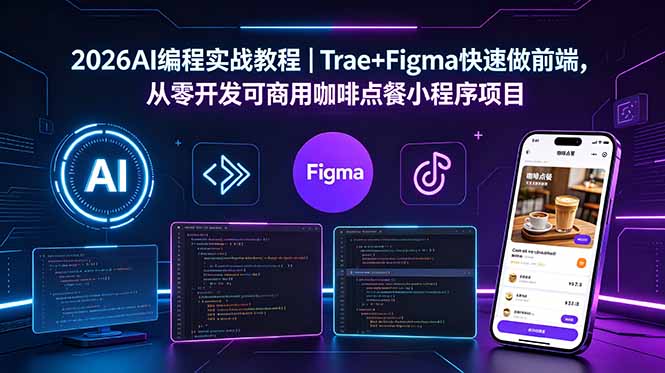（18627期）2026AI编程实战教程｜Trae+Figma快速做前端，从零开发可商用咖啡点餐小程序项目瀚萌资源网-网赚网-网赚项目网-虚拟资源网-国学资源网-易学资源网-本站有全网最新网赚项目-易学课程资源-中医课程资源的在线下载网站！瀚萌资源网