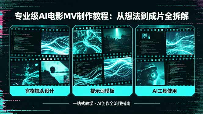 （18295期）专业级AI电影MV制作教程，从想法到成片全拆解，宫格镜头+提示词模板+AI工具一站式教学瀚萌资源网-网赚网-网赚项目网-虚拟资源网-国学资源网-易学资源网-本站有全网最新网赚项目-易学课程资源-中医课程资源的在线下载网站！瀚萌资源网