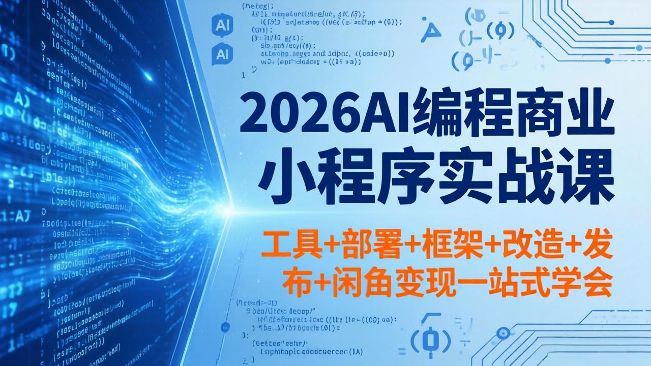 （18293期）2026AI编程商业小程序实战课，工具+部署+框架+改造+发布+闲鱼变现一站式学会瀚萌资源网-网赚网-网赚项目网-虚拟资源网-国学资源网-易学资源网-本站有全网最新网赚项目-易学课程资源-中医课程资源的在线下载网站！瀚萌资源网