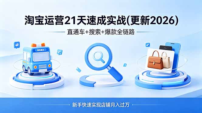 （18316期）淘宝运营21天速成实战(更新4月)，直通车+搜索+爆款全链路，新手快速实现店铺月入过万瀚萌资源网-网赚网-网赚项目网-虚拟资源网-国学资源网-易学资源网-本站有全网最新网赚项目-易学课程资源-中医课程资源的在线下载网站！瀚萌资源网