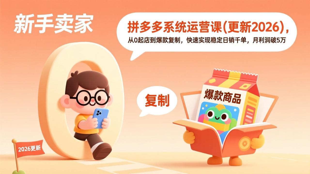 （18317期）拼多多系统运营课(更新4月)，从0起店到爆款复制，快速实现稳定日销千单，月利润破5万瀚萌资源网-网赚网-网赚项目网-虚拟资源网-国学资源网-易学资源网-本站有全网最新网赚项目-易学课程资源-中医课程资源的在线下载网站！瀚萌资源网