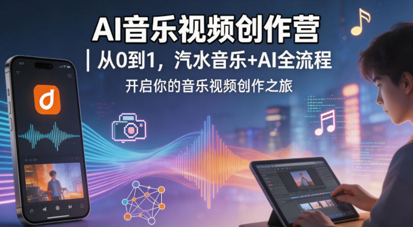 AI音乐视频创作营｜从0到1，汽水音乐+AI全流程，开启你的音乐视频创作之旅瀚萌资源网-网赚网-网赚项目网-虚拟资源网-国学资源网-易学资源网-本站有全网最新网赚项目-易学课程资源-中医课程资源的在线下载网站！瀚萌资源网