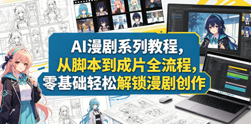 AI漫剧系列教程，从脚本到成片全流程，零基础轻松解锁漫剧创作瀚萌资源网-网赚网-网赚项目网-虚拟资源网-国学资源网-易学资源网-本站有全网最新网赚项目-易学课程资源-中医课程资源的在线下载网站！瀚萌资源网