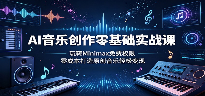 AI音乐创作零基础实战课：玩转Minimax免费权限，零成本打造原创音乐轻松变现瀚萌资源网-网赚网-网赚项目网-虚拟资源网-国学资源网-易学资源网-本站有全网最新网赚项目-易学课程资源-中医课程资源的在线下载网站！瀚萌资源网