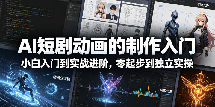 AI短剧动画的制作入门，小白入门到实战进阶，零起步到独立实操瀚萌资源网-网赚网-网赚项目网-虚拟资源网-国学资源网-易学资源网-本站有全网最新网赚项目-易学课程资源-中医课程资源的在线下载网站！瀚萌资源网