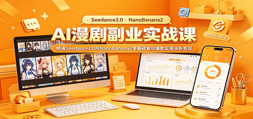 AI漫剧副业实战课:精通Seedance2.0与NanoBanana2零基础复刻爆款实现涨粉变现瀚萌资源网-网赚网-网赚项目网-虚拟资源网-国学资源网-易学资源网-本站有全网最新网赚项目-易学课程资源-中医课程资源的在线下载网站!瀚萌资源网