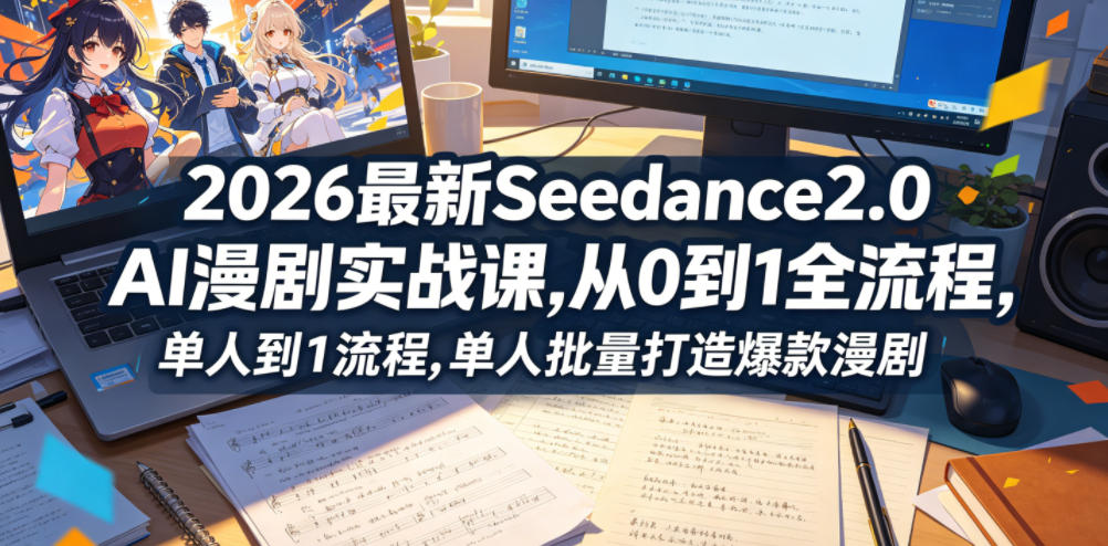 2026最新Seedance2.0 AI漫剧实战课,，从0到1全流程，单人批量打造爆款漫剧瀚萌资源网-网赚网-网赚项目网-虚拟资源网-国学资源网-易学资源网-本站有全网最新网赚项目-易学课程资源-中医课程资源的在线下载网站！瀚萌资源网