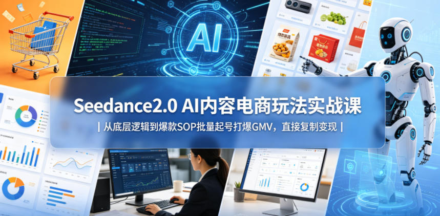 Seedance2.0 AI内容电商玩法实战课｜从底层逻辑到爆款SOP批量起号打爆GMV，直接复制变现瀚萌资源网-网赚网-网赚项目网-虚拟资源网-国学资源网-易学资源网-本站有全网最新网赚项目-易学课程资源-中医课程资源的在线下载网站！瀚萌资源网