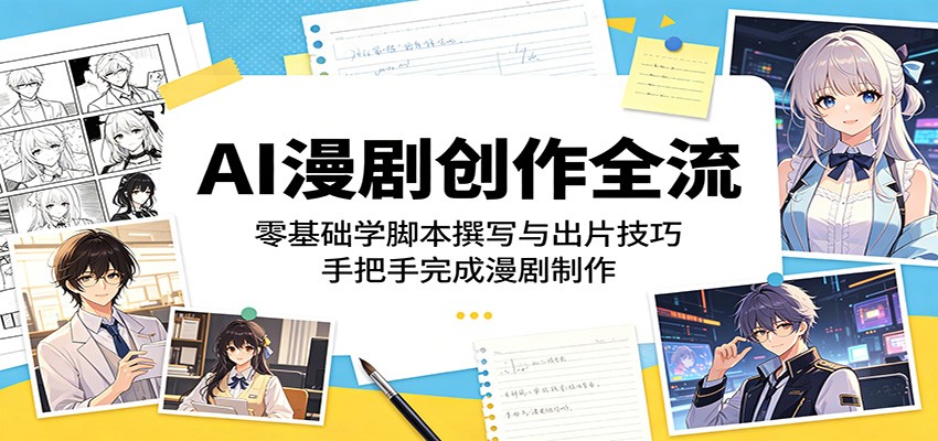 AI漫剧创作全流：零基础学脚本撰写与出片技巧，手把手完成漫剧制作瀚萌资源网-网赚网-网赚项目网-虚拟资源网-国学资源网-易学资源网-本站有全网最新网赚项目-易学课程资源-中医课程资源的在线下载网站！瀚萌资源网