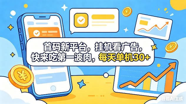 首码新平台，挂G自动看广告，快来吃第一波肉，每天单机30+，可矩阵放大【揭秘】瀚萌资源网-网赚网-网赚项目网-虚拟资源网-国学资源网-易学资源网-本站有全网最新网赚项目-易学课程资源-中医课程资源的在线下载网站！瀚萌资源网