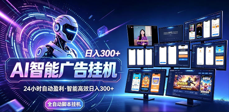 AI智能广告挂G项目，无需人工，单机稳定日入200+，可矩阵放大，24小时不间断刷广告賺收益【揭秘】瀚萌资源网-网赚网-网赚项目网-虚拟资源网-国学资源网-易学资源网-本站有全网最新网赚项目-易学课程资源-中医课程资源的在线下载网站！瀚萌资源网