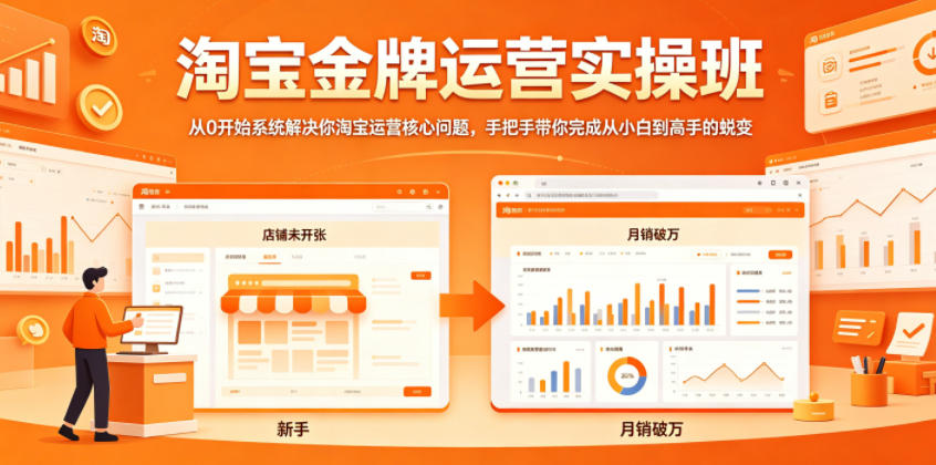淘宝金牌运营实操班，从0开始系统解决你淘宝运营核心问题，手把手带你完成从小白到高手的蜕变瀚萌资源网-网赚网-网赚项目网-虚拟资源网-国学资源网-易学资源网-本站有全网最新网赚项目-易学课程资源-中医课程资源的在线下载网站！瀚萌资源网