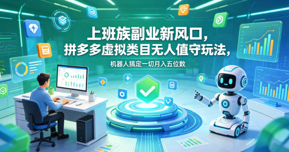 上班族副业新风口，拼多多虚拟类目无人值守玩法，机器人搞定一切月入五位数【揭秘】瀚萌资源网-网赚网-网赚项目网-虚拟资源网-国学资源网-易学资源网-本站有全网最新网赚项目-易学课程资源-中医课程资源的在线下载网站！瀚萌资源网