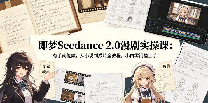 即梦Seedance 2.0漫剧实操课：有手就能做，从小说到成片全教程，小白零门槛上手瀚萌资源网-网赚网-网赚项目网-虚拟资源网-国学资源网-易学资源网-本站有全网最新网赚项目-易学课程资源-中医课程资源的在线下载网站！瀚萌资源网