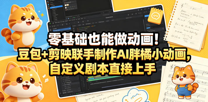 零基础也能做动画！豆包+剪映联手制作AI胖橘小动画，自定义剧本直接上手瀚萌资源网-网赚网-网赚项目网-虚拟资源网-国学资源网-易学资源网-本站有全网最新网赚项目-易学课程资源-中医课程资源的在线下载网站！瀚萌资源网