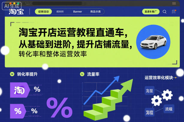 淘宝开店运营教程直通车，从基础到进阶，提升店铺流量，转化率和整体运营效率（更新26年4月20日）瀚萌资源网-网赚网-网赚项目网-虚拟资源网-国学资源网-易学资源网-本站有全网最新网赚项目-易学课程资源-中医课程资源的在线下载网站！瀚萌资源网