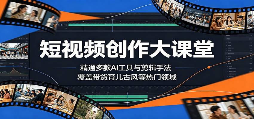 短视频创作大课堂：精通多款AI工具与剪辑手法，覆盖带货、育儿、古风等热门领域瀚萌资源网-网赚网-网赚项目网-虚拟资源网-国学资源网-易学资源网-本站有全网最新网赚项目-易学课程资源-中医课程资源的在线下载网站！瀚萌资源网