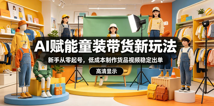 AI赋能童装带货新玩法，新手从零起号，低成本制作货品视频稳定出单瀚萌资源网-网赚网-网赚项目网-虚拟资源网-国学资源网-易学资源网-本站有全网最新网赚项目-易学课程资源-中医课程资源的在线下载网站！瀚萌资源网
