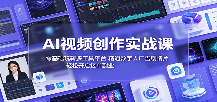 AI视频创作实战课：零基础玩转多工具平台，精通数字人广告、剧情片，轻松开启接单副业瀚萌资源网-网赚网-网赚项目网-虚拟资源网-国学资源网-易学资源网-本站有全网最新网赚项目-易学课程资源-中医课程资源的在线下载网站！瀚萌资源网