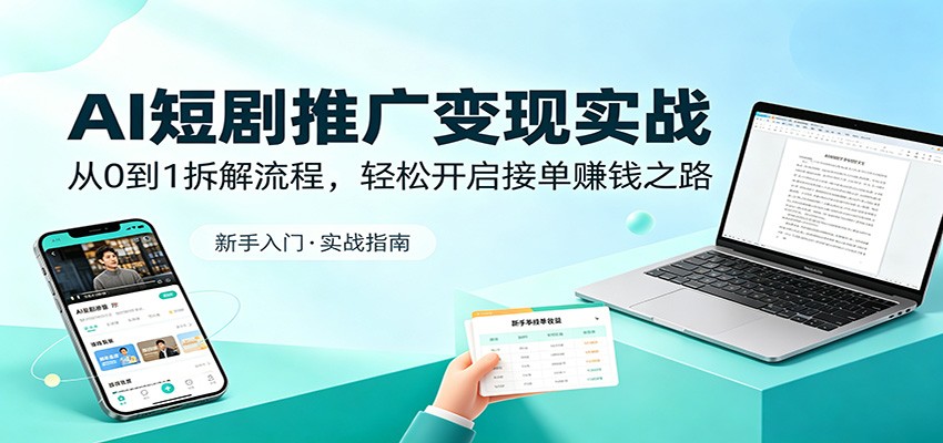 AI短剧推广变现实战：从0到1拆解流程，轻松开启接单赚钱之路瀚萌资源网-网赚网-网赚项目网-虚拟资源网-国学资源网-易学资源网-本站有全网最新网赚项目-易学课程资源-中医课程资源的在线下载网站！瀚萌资源网