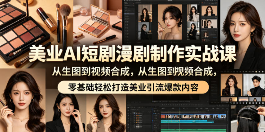 美业AI短剧漫剧制作实战课，从生图到视频合成，零基础轻松打造美业引流爆款内容瀚萌资源网-网赚网-网赚项目网-虚拟资源网-国学资源网-易学资源网-本站有全网最新网赚项目-易学课程资源-中医课程资源的在线下载网站！瀚萌资源网