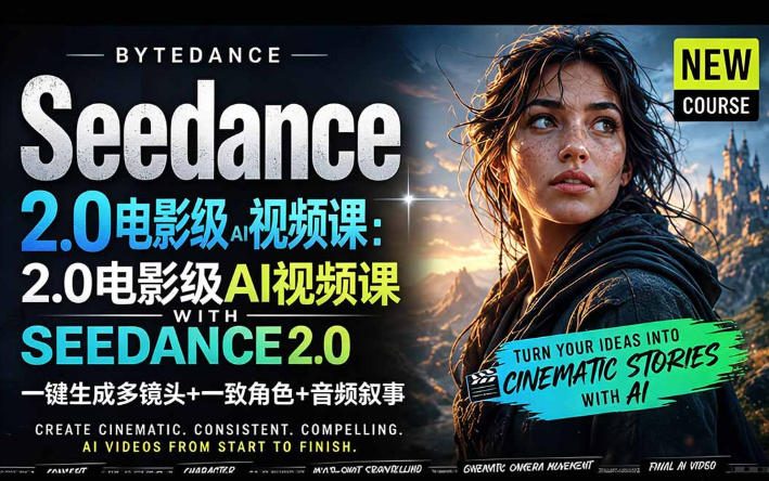 字节跳动的Seedance 2.0 AI电影视频生成制作教程，一键生成多镜头+一致角色+音频叙事-中英字幕瀚萌资源网-网赚网-网赚项目网-虚拟资源网-国学资源网-易学资源网-本站有全网最新网赚项目-易学课程资源-中医课程资源的在线下载网站！瀚萌资源网