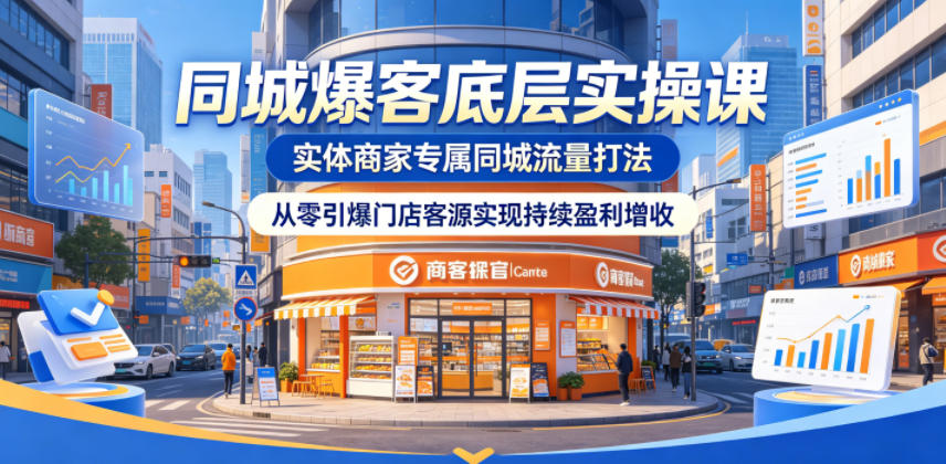同城爆客底层实操课，实体商家专属同城流量打法，从零引爆门店客源实现持续盈利增收瀚萌资源网-网赚网-网赚项目网-虚拟资源网-国学资源网-易学资源网-本站有全网最新网赚项目-易学课程资源-中医课程资源的在线下载网站！瀚萌资源网