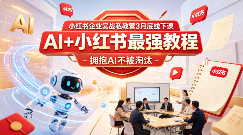 小红书企业实战私教营3月底线下课，AI+小红书最强教程，拥抱AI不被淘汰瀚萌资源网-网赚网-网赚项目网-虚拟资源网-国学资源网-易学资源网-本站有全网最新网赚项目-易学课程资源-中医课程资源的在线下载网站！瀚萌资源网