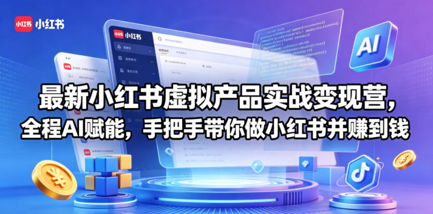 最新小红书虚拟产品实战变现营，全程AI赋能，手把手带你做小红书并赚到钱瀚萌资源网-网赚网-网赚项目网-虚拟资源网-国学资源网-易学资源网-本站有全网最新网赚项目-易学课程资源-中医课程资源的在线下载网站！瀚萌资源网