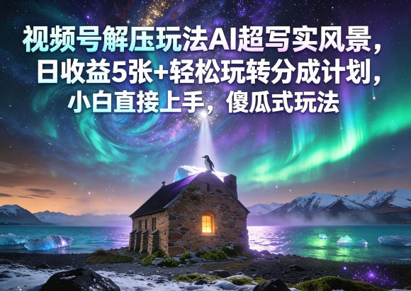 视频号解压玩法AI超写实风景，日收益5张+轻松玩转分成计划，小白直接上手，傻瓜式玩法瀚萌资源网-网赚网-网赚项目网-虚拟资源网-国学资源网-易学资源网-本站有全网最新网赚项目-易学课程资源-中医课程资源的在线下载网站！瀚萌资源网