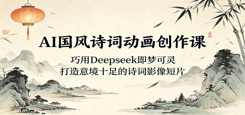 AI国风诗词动画创作课：巧用Deepseek即梦可灵，打造意境十足的诗词影像短片瀚萌资源网-网赚网-网赚项目网-虚拟资源网-国学资源网-易学资源网-本站有全网最新网赚项目-易学课程资源-中医课程资源的在线下载网站！瀚萌资源网