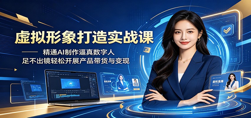虚拟形象打造实战课:精通AI制作逼真数字人,足不出镜轻松开展产品带货与变现瀚萌资源网-网赚网-网赚项目网-虚拟资源网-国学资源网-易学资源网-本站有全网最新网赚项目-易学课程资源-中医课程资源的在线下载网站!瀚萌资源网
