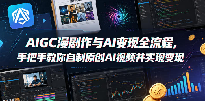 AIGC漫剧创作与AI变现全流程，手把手教你自制原创AI视频并实现变现瀚萌资源网-网赚网-网赚项目网-虚拟资源网-国学资源网-易学资源网-本站有全网最新网赚项目-易学课程资源-中医课程资源的在线下载网站！瀚萌资源网