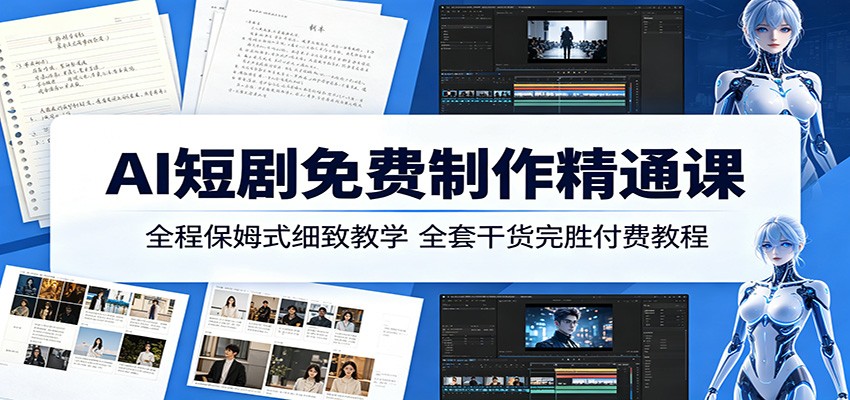 AI短剧免费制作精通课：全程保姆式细致教学，全套干货完胜付费教程瀚萌资源网-网赚网-网赚项目网-虚拟资源网-国学资源网-易学资源网-本站有全网最新网赚项目-易学课程资源-中医课程资源的在线下载网站！瀚萌资源网